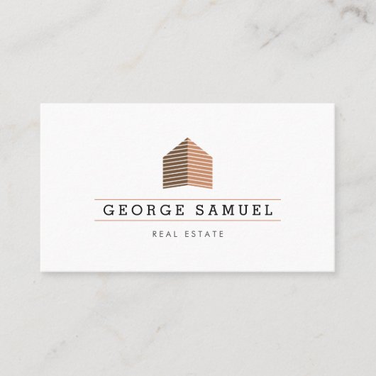 Carte De Visite Modern Abstract Home Logo Realtor Golden Monogram (Devant)