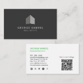 Carte De Visite Modern Abstract Home Logo Realtor Gray White (Devant / Derrière)