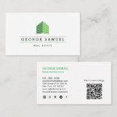 Carte De Visite Modern Abstract Home Logo Realtor QR Code White (Devant / Derrière)