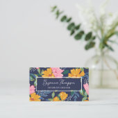 Carte De Visite Modern Abstract Pink & Yellow Floral Pattern (Debout devant)