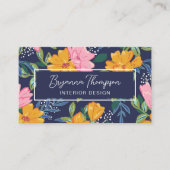 Carte De Visite Modern Abstract Pink & Yellow Floral Pattern (Devant)