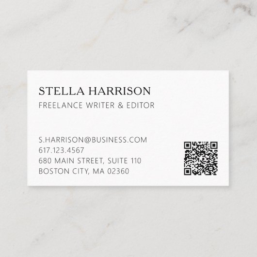 Carte De Visite Modern Add Your Logo QR Code Professional (Dos)