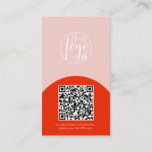Carte De Visite Modern arch makeup blush red photo qr code logo (Dos)