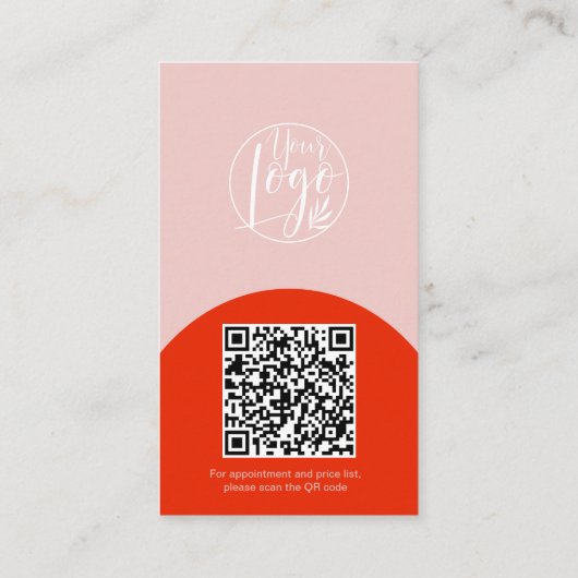 Carte De Visite Modern arch makeup blush red photo qr code logo (Dos)
