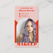 Carte De Visite Modern arch makeup blush red photo qr code logo (Devant)