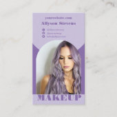 Carte De Visite Modern arch makeup purple photo qr code logo (Devant)