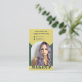 Carte De Visite Modern arch makeup yellow green photo qr code logo (Debout devant)