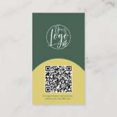 Carte De Visite Modern arch makeup yellow green photo qr code logo (Dos)