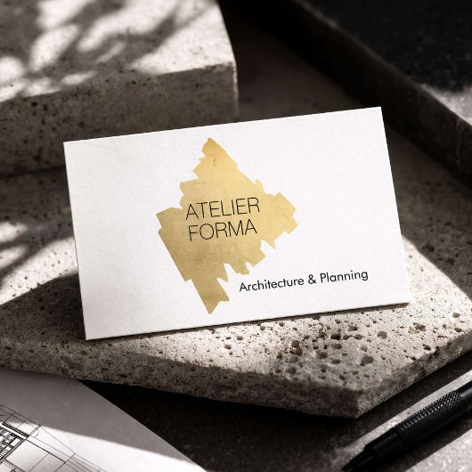 Carte De Visite Modern Architect Gold Minimal White