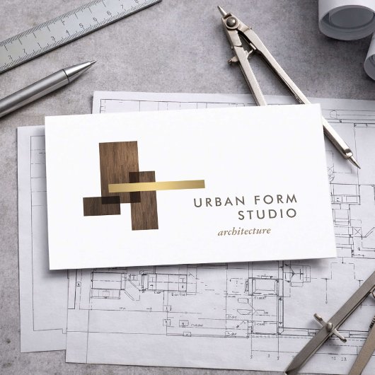 Carte De Visite Modern Architect Wood Logo