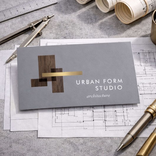 Carte De Visite Modern Architect Wood Logo Gray