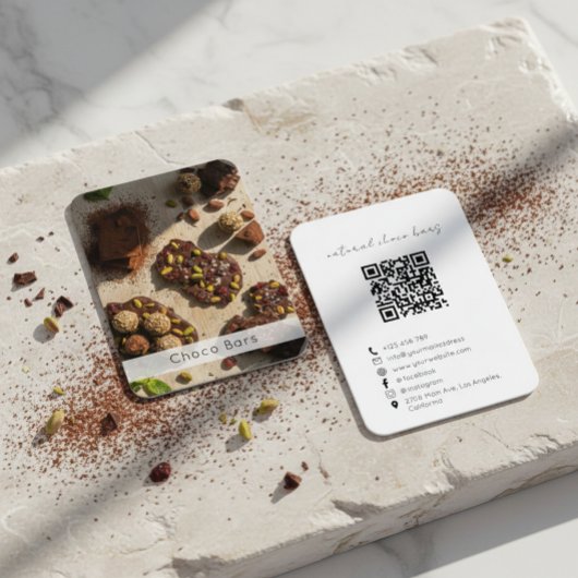 Carte De Visite Modern Artisan Chocolate Brand QR Code 