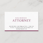 Carte De Visite Modern Attorney Professional Photo (Dos)