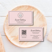 Carte De Visite Modern Bakery Logo QR Code Pink