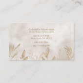 Carte De Visite Modern Beige Botanical Boho Photo Script  (Dos)