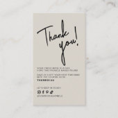 Carte De Visite Modern beige gray order thank you QR code (Devant)