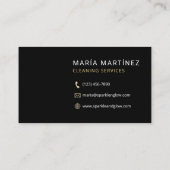 Carte De Visite Modern Black and Gold Cleaning Company (Dos)