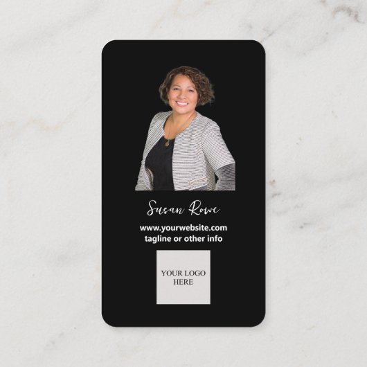 Carte De Visite Modern Black and White QR Code Photo (Dos)