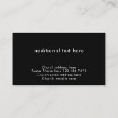 Carte De Visite Modern Black Custom Text Christian Church Pastor (Dos)