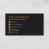 Carte De Visite Modern Black Elegant Catering Food (Dos)
