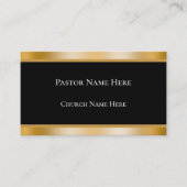 Carte De Visite Modern Black & Gold Custom Text Church Pastor (Devant)