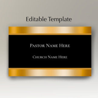 Carte De Visite Modern Black & Gold Custom Text Church Pastor 