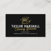 Carte De Visite Modern Black Gold Oven Cleaning Service (Devant)