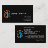 Carte De Visite Modern Black Heating Cooling Experts HVAC (Devant / Derrière)