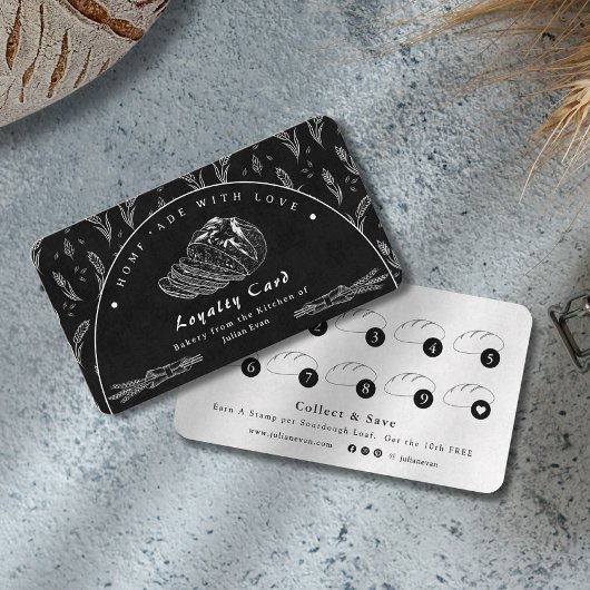 Carte De Visite Modern Black Homemade Bakery Loyalty Card