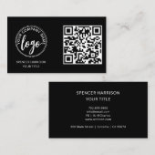 Carte De Visite Modern Black Logo QR Code Template (Devant / Derrière)