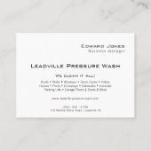 Carte De Visite Modern Black Power Pressure Wash  (Dos)