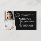 Carte De Visite Modern Black Professional QR Code Photo Logo (Devant)