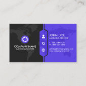Carte De Visite Modern Black & Purple World Map Corporate (Devant)