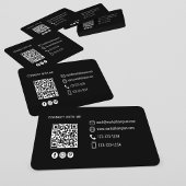 Carte De Visite Modern Black QR Code Photo Contact Card
