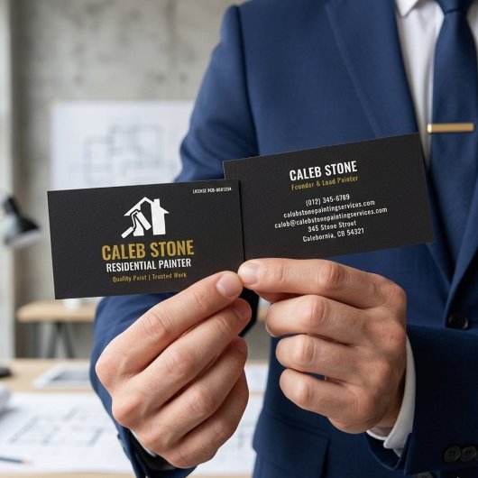 Carte De Visite Modern Black Residential Painter & House Painting