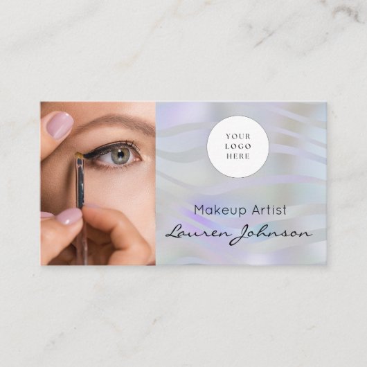 Carte De Visite Modern Black Script Photo Makeup  (Devant)