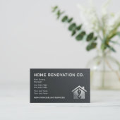 Carte De Visite Modern Black & Silver Industrial Home Renovation (Debout devant)