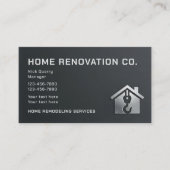 Carte De Visite Modern Black & Silver Industrial Home Renovation (Devant)