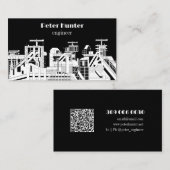 Carte De Visite Modern Black & White Architectural Engineer  (Devant / Derrière)