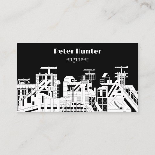 Carte De Visite Modern Black & White Architectural Engineer  (Devant)