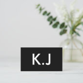 Carte De Visite Modern Black White Minimalist QR Code Monogram (Debout devant)
