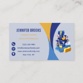 Carte De Visite Modern Blue Cleaning Service Housekeeper Maid (Dos)