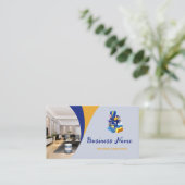 Carte De Visite Modern Blue Cleaning Service Housekeeper Maid (Debout devant)