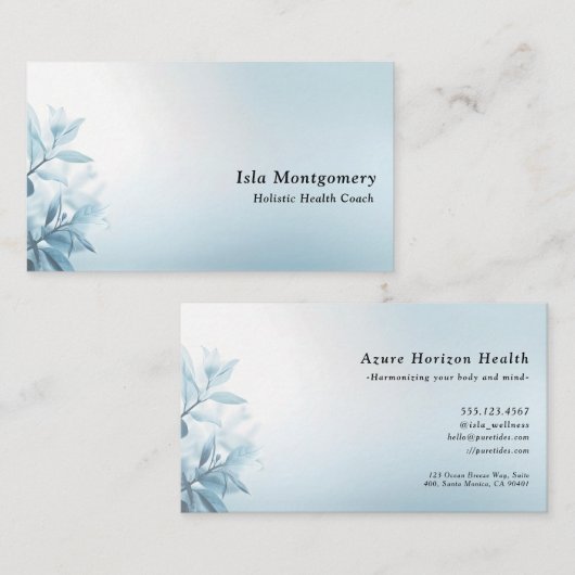 Carte De Visite Modern Blue Flower (Devant / Derrière)