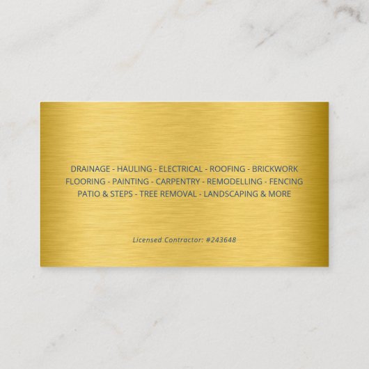 Carte De Visite Modern Blue Gold Construction Building (Dos)