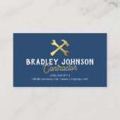 Carte De Visite Modern Blue Gold Construction Building (Devant)