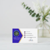 Carte De Visite Modern Blue Gold Professional Business Card (Debout devant)