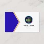 Carte De Visite Modern Blue Gold Professional Business Card (Dos)