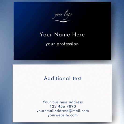 Carte De Visite Modern Blue Gradient Add Logo Custom Professional