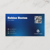 Carte De Visite Modern Blue Gradient Business Card with QR Code (Devant)